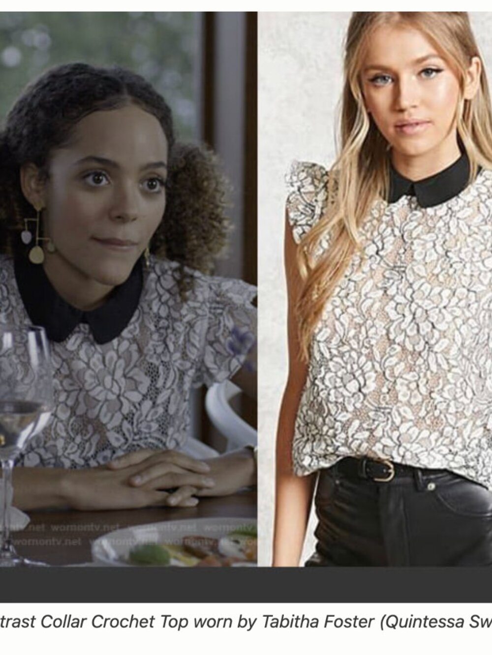 Vintage Forever 21 White and Black Floral Lace Cropped Top